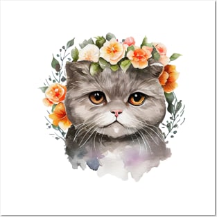 Watercolor cat Posters and Art